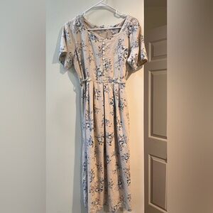 Vintage Erika Collection Petites 1980’s Linen Blend Floral Print Petite Large